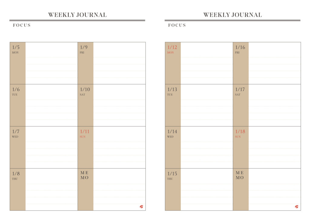 WEEKLY JOURNAL毎日の自分を記録して自分の内側にある本音や感情を見つめることができます